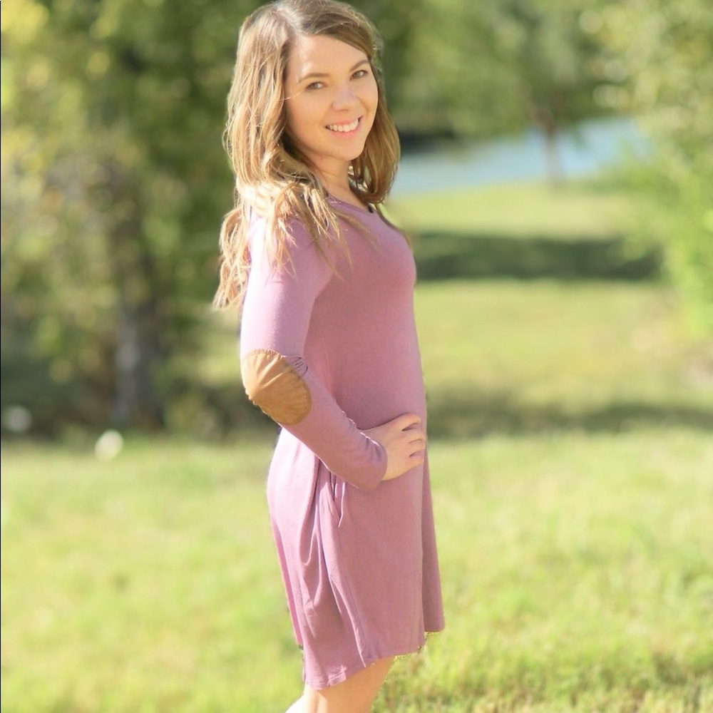 Mauve dress with elbow patch